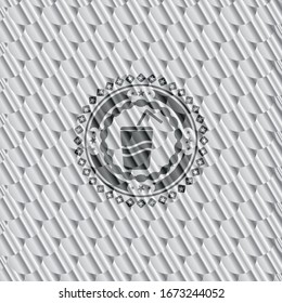 icono de soda dentro de la placa plateada. Patrón de escalas. Ilustración vectorial. Detallado.