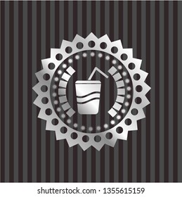 soda icon inside silver emblem