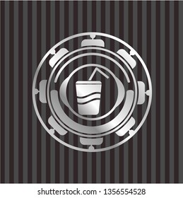 soda icon inside silver emblem