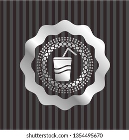 soda icon inside silver shiny emblem