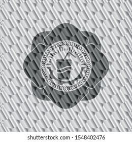 soda icon inside silver shiny emblem. Scales pattern. Vector Illustration. Detailed.