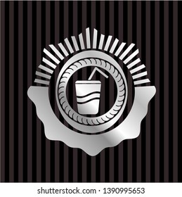 soda icon inside silvery badge