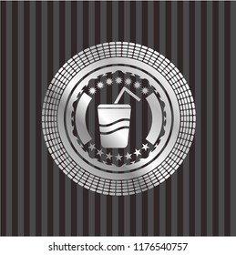 soda icon inside silvery shiny badge