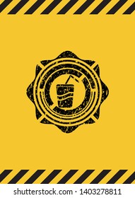soda icon inside warning sign, black grunge emblem. Vector Illustration. Detailed.