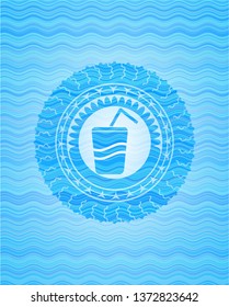 soda icon inside water representation style badge.