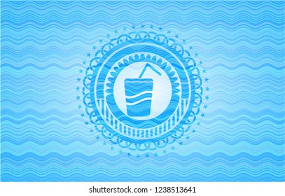 soda icon inside water wave concept style emblem.