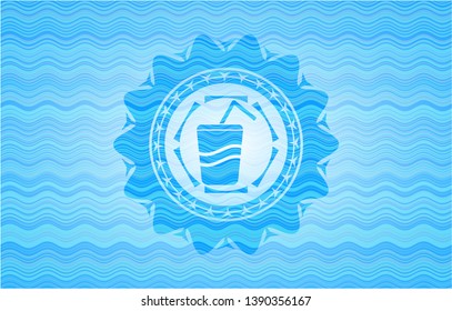 soda icon inside water wave concept style emblem.