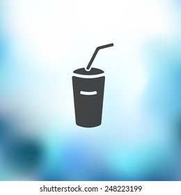 soda icon on blurred background