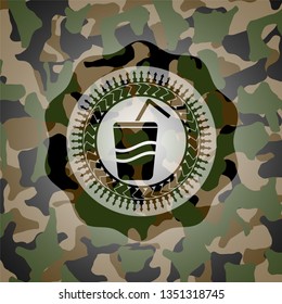 soda icon on camo pattern