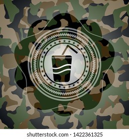 soda icon on camo pattern