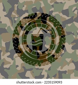 soda icon on camo texture. 