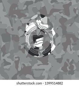 soda icon on grey camo texture
