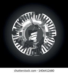 soda icon on grey camo texture