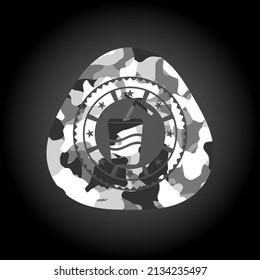 soda icon on grey camo pattern. 