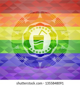 soda icon on mosaic background with the colors of the LGBT flag