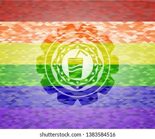 soda icon on mosaic background with the colors of the LGBT flag