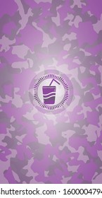 soda icon on pink camo pattern
