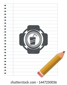 soda icon pencil emblem. Vector Illustration. Detailed.