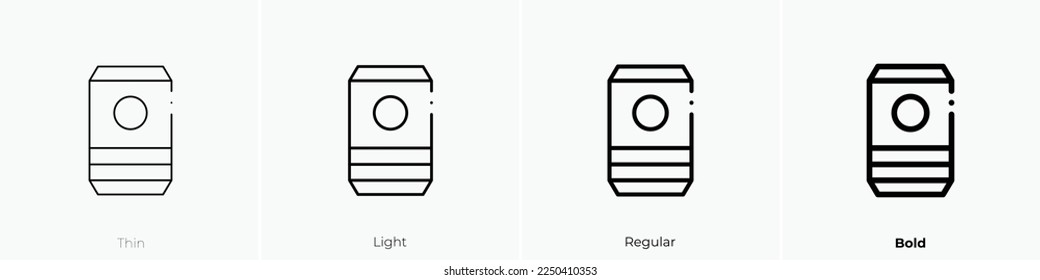 soda icon. Thin, Light Regular And Bold style design isolated on white background