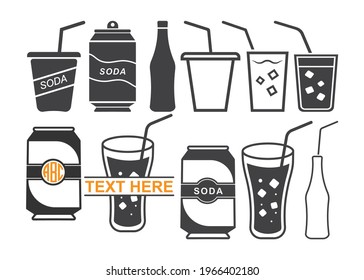 Soda icon, Soda vector, Soda bottle, Soda can icons