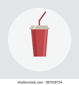 Soda icon. Soda vector illustration. Soda isolated background. Soda flat design. Soda drink, refresh icon. Soda red glass.