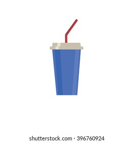 Soda icon. Soda vector illustration. Soda isolated background. Soda flat design. Soda drink, refresh icon. Soda blue glass.