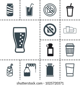 Soda icons. set of 13 editable filled and outline soda icons such as canister, no fast food, drink