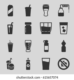 Soda icons set. set of 16 soda filled icons such as canister, drink, energy drink, burger and drink, soda, no fast food, beer can, bottle for fitness