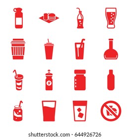 Soda icons set. set of 16 soda filled icons such as bottle, drink, energy drink, no fast food