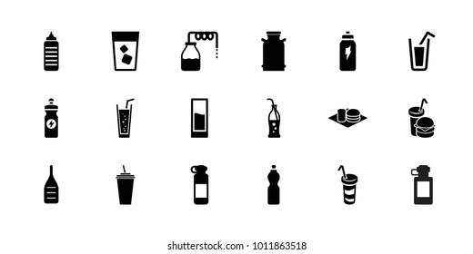 Soda icons. set of 18 editable filled soda icons: canister, drink, energy drink, bottle for fitness