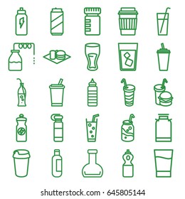Soda icons set. set of 25 soda outline icons such as canister, bottle, drink, energy drink