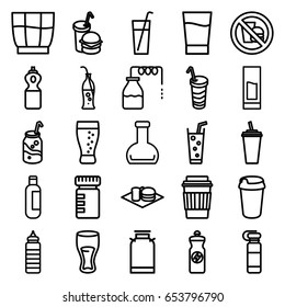 Soda icons set. set of 25 soda outline icons such as canister, bottle, drink, energy drink, burger and drink