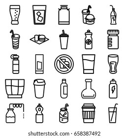 Soda icons set. set of 25 soda outline icons such as canister, bottle, drink, energy drink