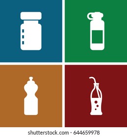 Soda icons set. set of 4 soda filled icons such as soda bottle, bottle for fitness
