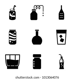 Soda icons. set of 9 editable filled soda icons such as drink, bottle for fitness