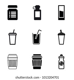 Soda icons. set of 9 editable filled and outline soda icons such as drink, energy drink, bottle for fitness