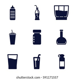 soda icons set. Set of 9 soda filled icons such as drink, bottle