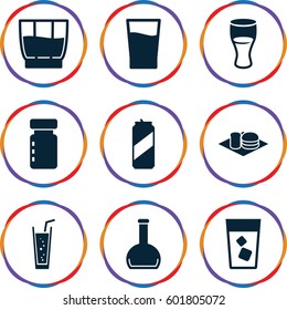 soda icons set. Set of 9 soda filled icons such as drink, bottle, beer can