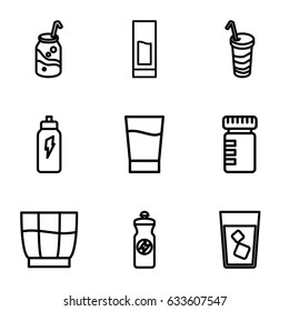 Soda icons set. set of 9 soda outline icons such as soda, drink, energy drink, energetic drink