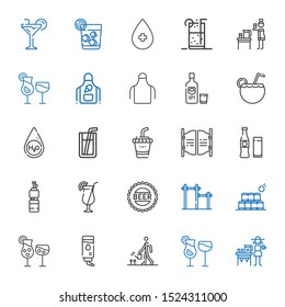 soda icons set. Collection of soda with lemonade, cocktails, watering, water, bottles, bar, bottle cap, cocktail, bottle, beverage, drink, vodka. Editable and scalable soda icons.