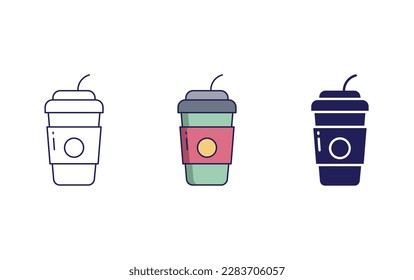 soda line and solid vector icons