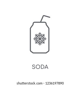 Soda linear icon. Modern outline Soda logo concept on white background from Christmas collection. Suitable for use on web apps, mobile apps and print media.