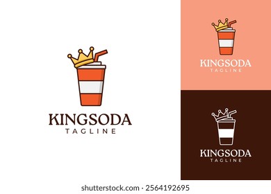 Soda logo icon cartoon with a crown on top of it