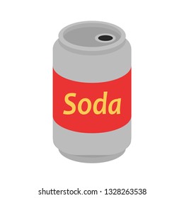 Soda. Metal can of soda pop. White background. Vector illustration. EPS 10.