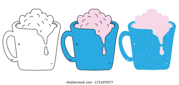 soda milk vector design. black and white. digital hand drawn. grain texture