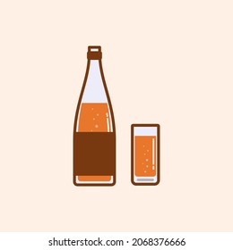 soda on bottle and glass, simple vector design