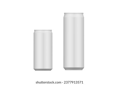 Soda pack mock up. Vector realistic blank metallic cans isolated on white background.