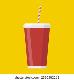 Soda paper cup icon. Cool drink concept icon. Vector illustration in flat style