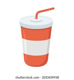 Signo de la Copa de Papel Soda Ilustración Icono Emoji. Dejar De Tomar Bebidas Símbolos Vectores Emoticon Diseño Clip Art Signo Comic Estilo.