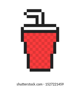 Soda. Pixel art. Retro game style. Vector illustration.
